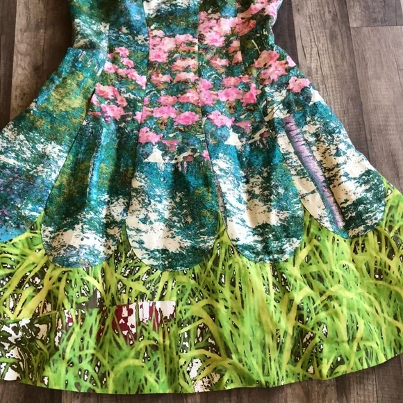 Anthropologie Tracy Reese Impressionist Green Floral Abstract Dress 8 - Picture 4 of 12
